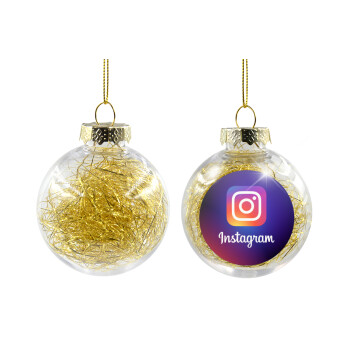 Instagram, Χριστουγεννιάτικη μπάλα δένδρου διάφανη με χρυσό γέμισμα 8cm