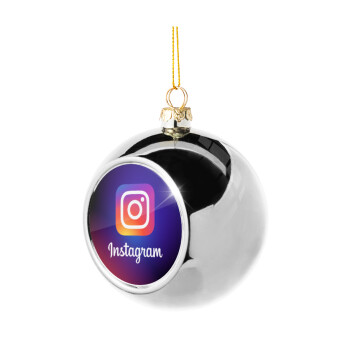 Instagram, Στολίδι Χριστουγεννιάτικη μπάλα δένδρου Ασημένια 8cm