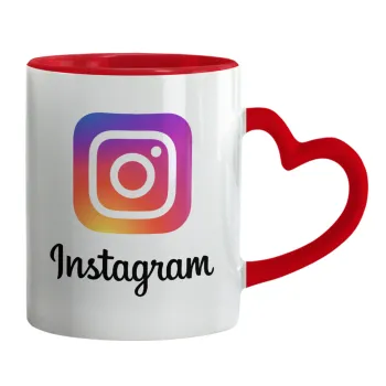Instagram, Mug heart red handle, ceramic, 330ml