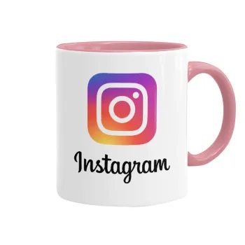 Instagram, Κούπα χρωματιστή ροζ, κεραμική, 330ml