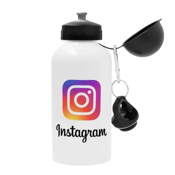 Instagram, Μεταλλικό παγούρι νερού, Λευκό, αλουμινίου 500ml
