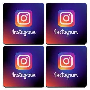 Instagram, ΣΕΤ 4 Σουβέρ ξύλινα τετράγωνα (9cm)