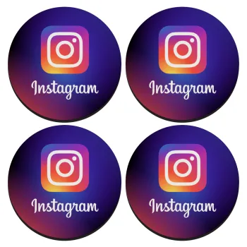 Instagram, ΣΕΤ 4 Σουβέρ ξύλινα στρογγυλά (9cm)