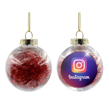 Instagram, Transparent Christmas tree ball ornament with red filling 8cm