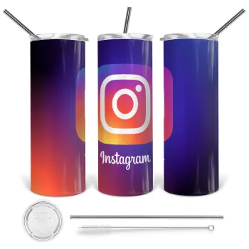 Instagram, Tumbler stainless steel 600ml, with metal straw & cleaning brush