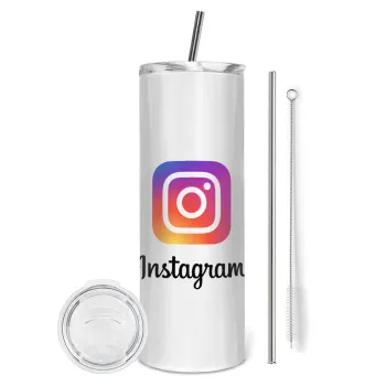 Instagram, Tumbler stainless steel 600ml, with metal straw & cleaning brush