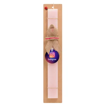 Instagram, Easter Set, wooden keychain & scented flat Easter candle (30cm) (PINK)