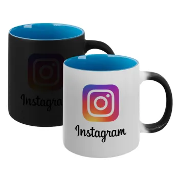 Instagram, Κούπα Μαγική εσωτερικό μπλε, κεραμική 330ml που αλλάζει χρώμα με το ζεστό ρόφημα