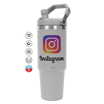 Instagram, GREY color, 890ml (30oz) stainless Steel Tumbler with Handle