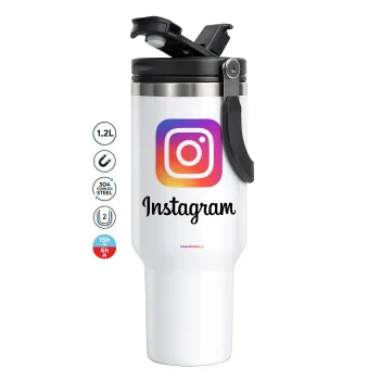 Instagram, Mega Stainless steel Tumbler with lid, double wall 1,2L