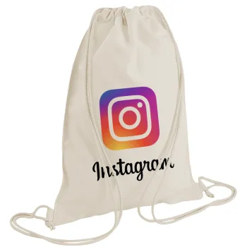 Instagram, Τσάντα πλάτης πουγκί GYMBAG natural (28x40cm)