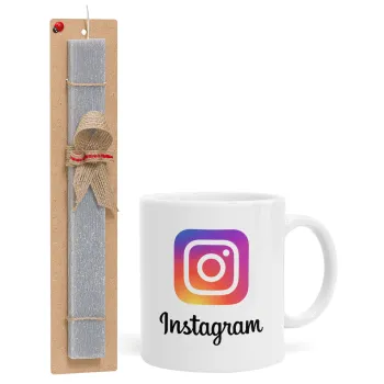 Instagram, Easter Set, Ceramic Cup (330ml) & Easter aromatic flat candle (30cm) (GRAY)