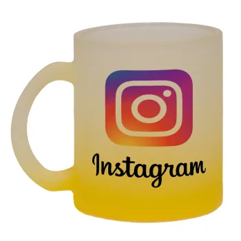Instagram, Κούπα γυάλινη δίχρωμη με βάση το κίτρινο ματ, 330ml
