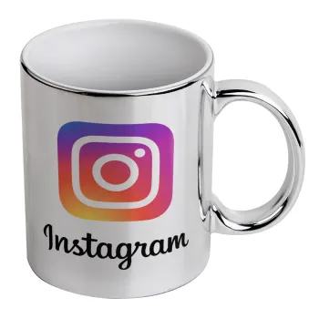 Instagram, Mug ceramic, silver mirror, 330ml