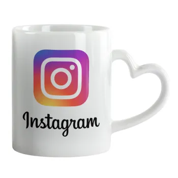 Instagram, Κούπα καρδιά χερούλι λευκή, κεραμική, 330ml