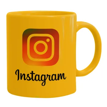 Instagram, Κούπα, κεραμική κίτρινη, 330ml