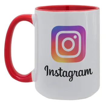 Instagram, Κούπα Mega 15oz, κεραμική Κόκκινη, 450ml