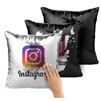 Instagram, Μαξιλάρι καναπέ Μαγικό Μαύρο με πούλιες 40x40cm περιέχεται το γέμισμα