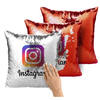 Instagram, Μαξιλάρι καναπέ Μαγικό Κόκκινο με πούλιες 40x40cm περιέχεται το γέμισμα