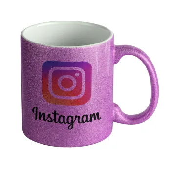 Instagram, Κούπα Μωβ Glitter που γυαλίζει, κεραμική, 330ml