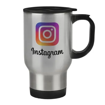 Instagram, Stainless steel travel mug with lid, double wall 450ml