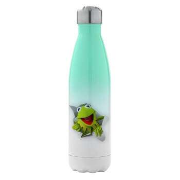 Kermit the frog, Μεταλλικό παγούρι θερμός Πράσινο/Λευκό (Stainless steel), διπλού τοιχώματος, 500ml