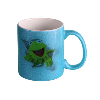 Kermit the frog, Κούπα Σιέλ Glitter που γυαλίζει, κεραμική, 330ml