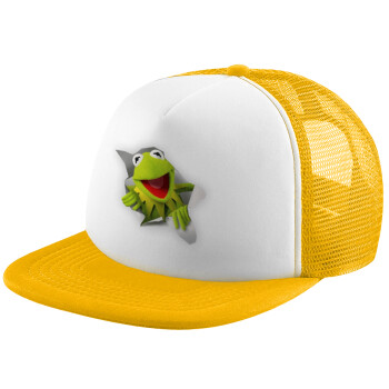 Kermit the frog, Καπέλο Ενηλίκων Soft Trucker με Δίχτυ Κίτρινο/White (POLYESTER, ΕΝΗΛΙΚΩΝ, UNISEX, ONE SIZE)