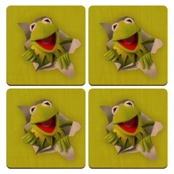 Kermit the frog, ΣΕΤ x4 Σουβέρ ξύλινα τετράγωνα plywood (9cm)