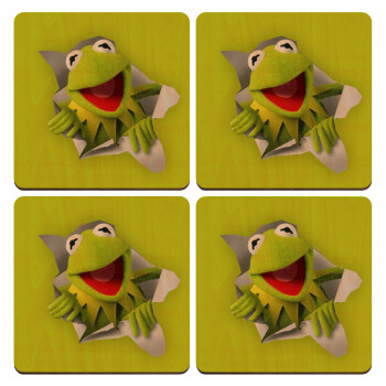 Kermit the frog, ΣΕΤ x4 Σουβέρ ξύλινα τετράγωνα plywood (9cm)