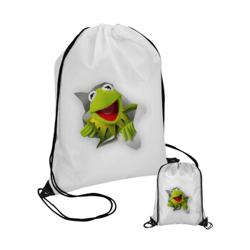 Kermit the frog, Τσάντα πουγκί με μαύρα κορδόνια 45χ35cm (1 τεμάχιο)