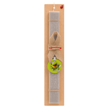 Kermit the frog, Easter Set, wooden keychain & scented Easter candle flat (30cm) (GRAY)
