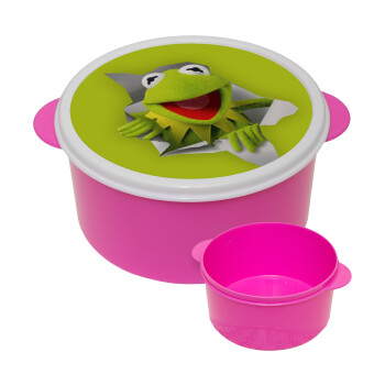 Kermit the frog, ΡΟΖ παιδικό δοχείο φαγητού πλαστικό (BPA-FREE) Lunch Βox M16 x Π16 x Υ8cm