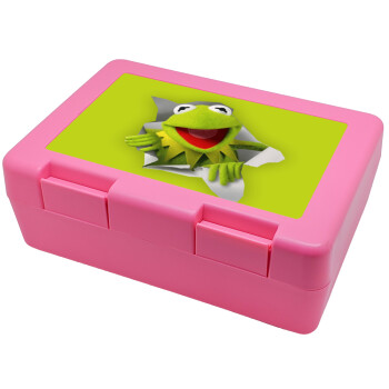 Kermit the frog, Παιδικό δοχείο κολατσιού ΡΟΖ 185x128x65mm (BPA free πλαστικό)