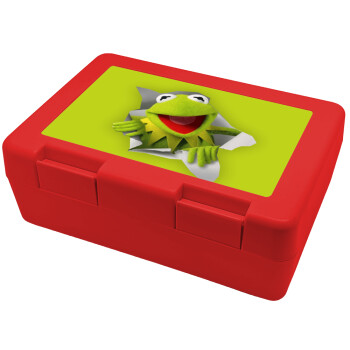 Kermit the frog, Παιδικό δοχείο κολατσιού ΚΟΚΚΙΝΟ 185x128x65mm (BPA free πλαστικό)