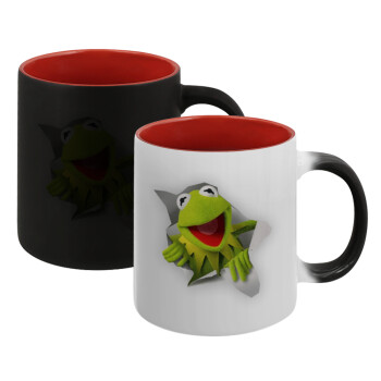 Kermit the frog, Κούπα Μαγική εσωτερικό κόκκινο, κεραμική, 330ml που αλλάζει χρώμα με το ζεστό ρόφημα (1 τεμάχιο)