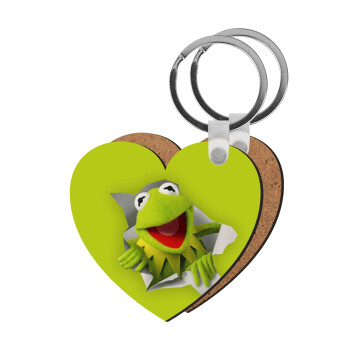 Kermit the frog, Μπρελόκ Ξύλινο καρδιά MDF