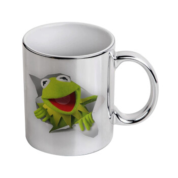 Kermit the frog, Mug ceramic, silver mirror, 330ml