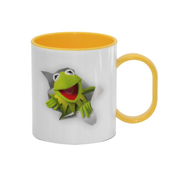 Kermit the frog, Κούπα (πλαστική) (BPA-FREE) Polymer Κίτρινη για παιδιά, 330ml