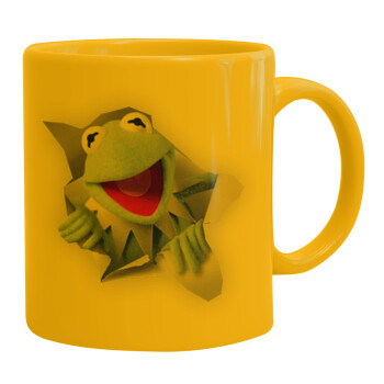 Kermit the frog, Ceramic coffee mug yellow, 330ml (1pcs)
