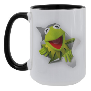 Kermit the frog, Κούπα Mega 15oz, κεραμική Μαύρη, 450ml