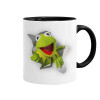 Kermit the frog, Κούπα χρωματιστή μαύρη, κεραμική, 330ml