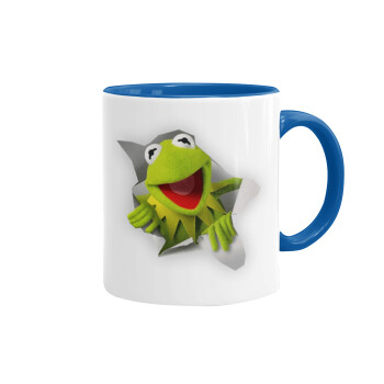 Kermit the frog, Κούπα χρωματιστή μπλε, κεραμική, 330ml