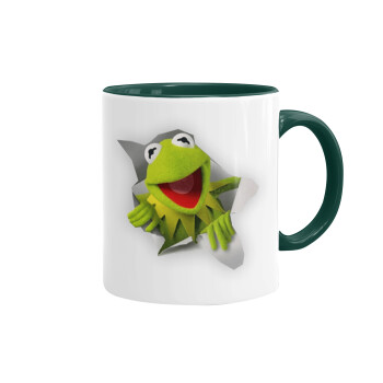 Kermit the frog, Κούπα χρωματιστή πράσινη, κεραμική, 330ml