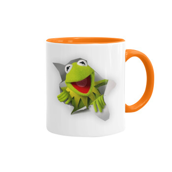 Kermit the frog, Mug colored orange, ceramic, 330ml