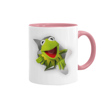 Kermit the frog, Κούπα χρωματιστή ροζ, κεραμική, 330ml