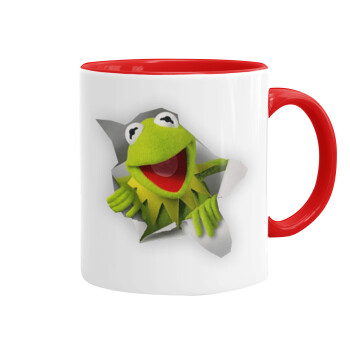 Kermit the frog, Κούπα χρωματιστή κόκκινη, κεραμική, 330ml