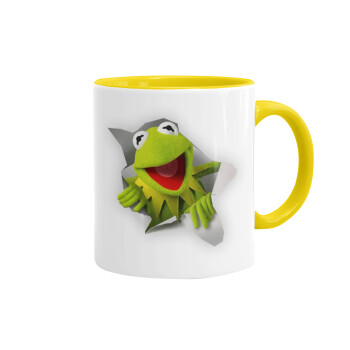 Kermit the frog, Mug colored yellow, ceramic, 330ml