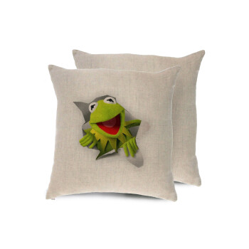 Kermit the frog, Μαξιλάρι καναπέ ΛΙΝΟ 40x40cm περιέχεται το  γέμισμα
