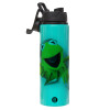 Metallic water bottle with safety lid, 850ml aluminum
